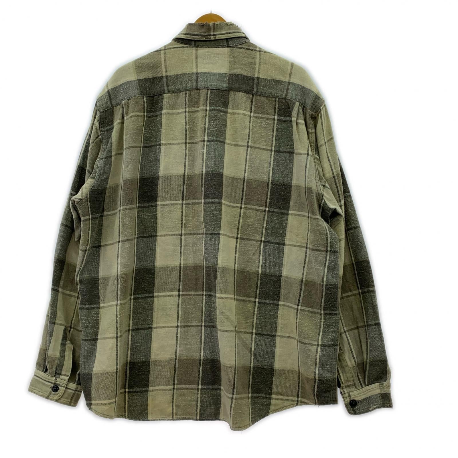 長袖シャツ GOLD COTTON NEL CHECK SHIRT DAMAGE AGED L