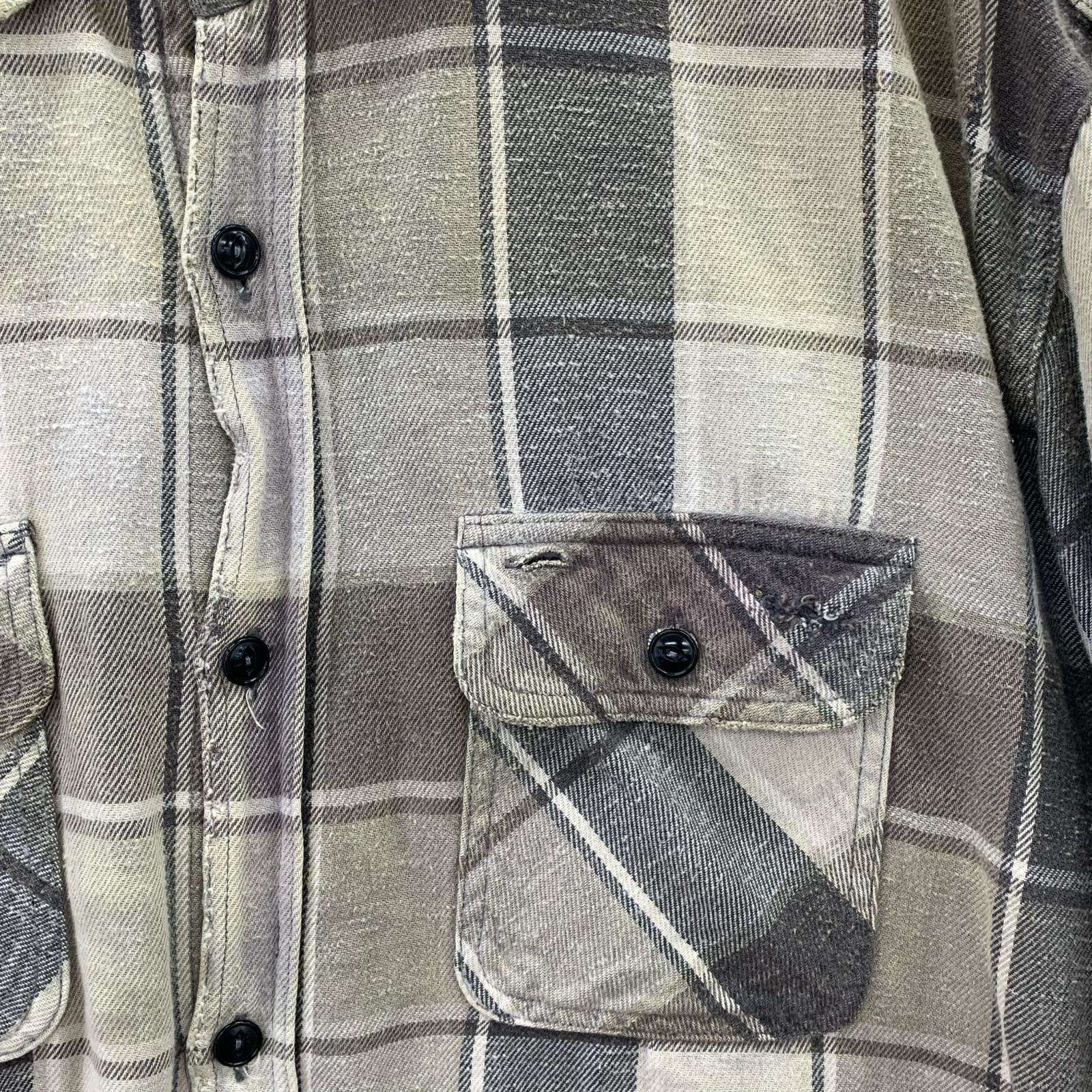 長袖シャツ GOLD COTTON NEL CHECK SHIRT DAMAGE AGED L