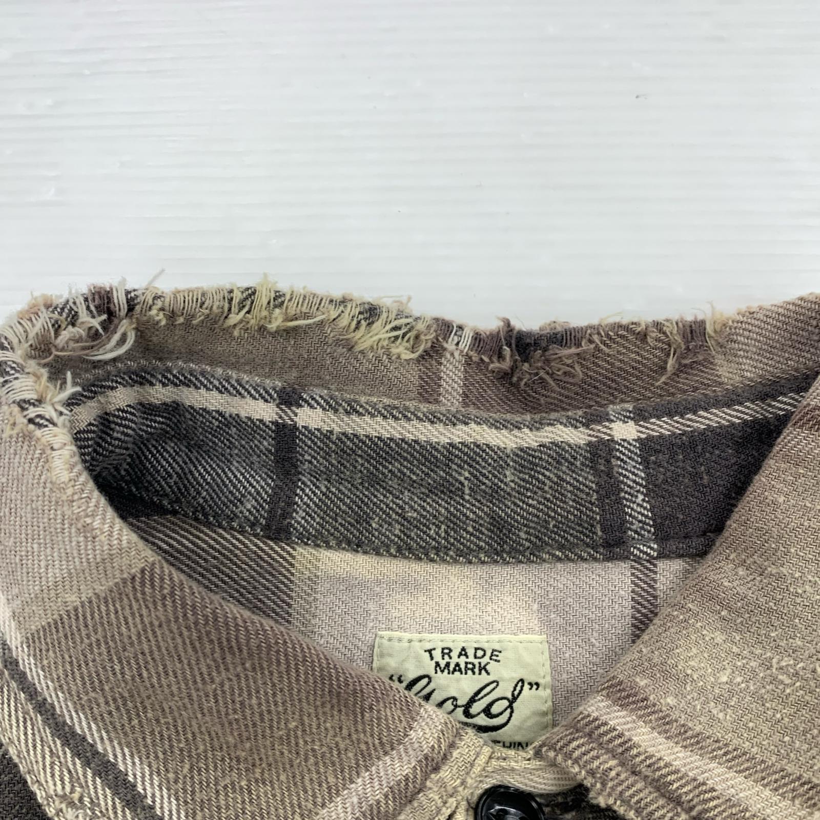 長袖シャツ GOLD COTTON NEL CHECK SHIRT DAMAGE AGED L