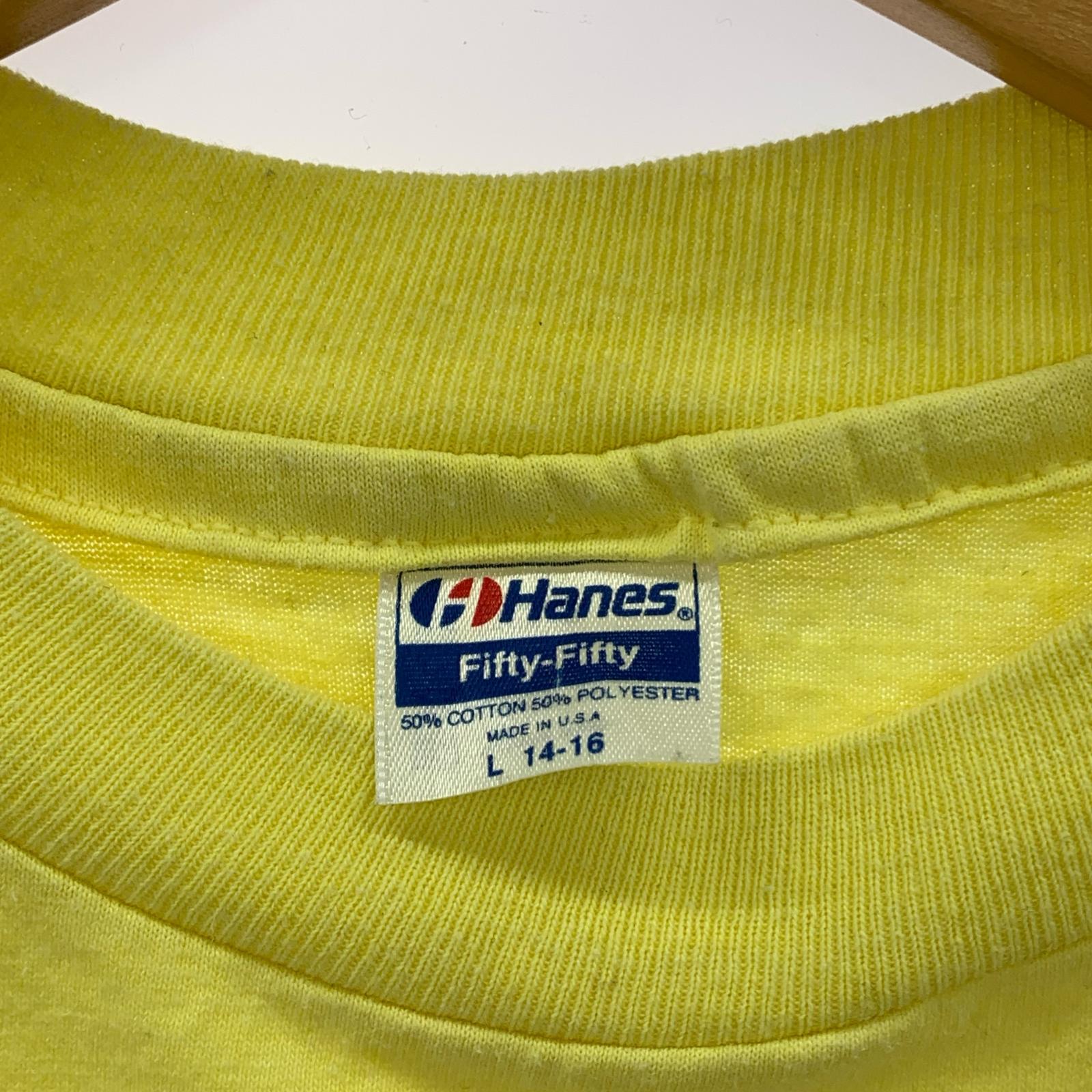 半袖Tシャツ 80s HANES 恐竜 (L) 黄色 L イエロー