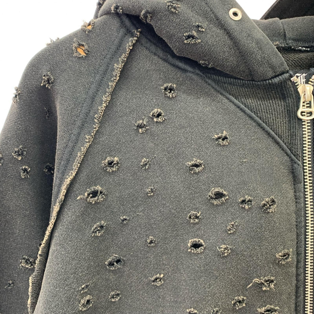 パーカー FAF 25SS Dameged Zip up Hoodie 黒 (XL) ブラック