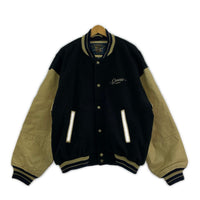 ブルゾン old VARSITY アームレザー 刺繍 スタジャン S 黒 ベージュ S ブラック
