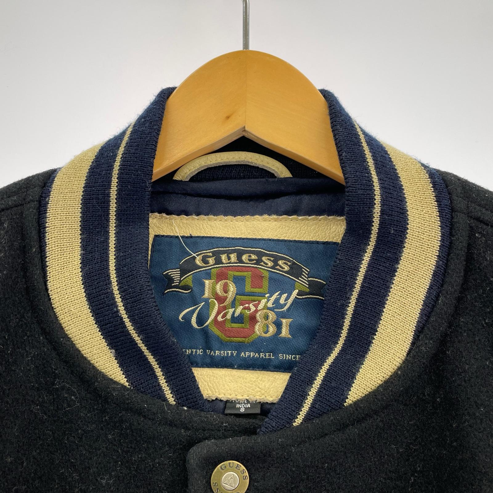ブルゾン old VARSITY アームレザー 刺繍 スタジャン S 黒 ベージュ S ブラック