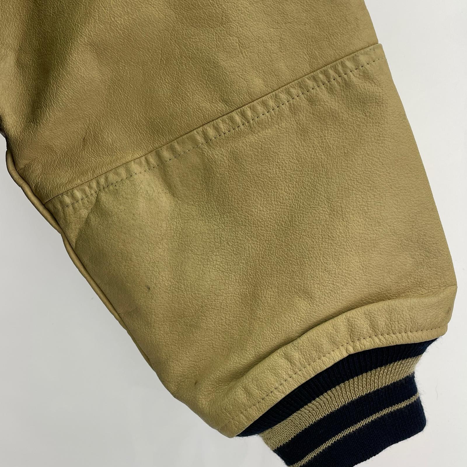 ブルゾン old VARSITY アームレザー 刺繍 スタジャン S 黒 ベージュ S ブラック