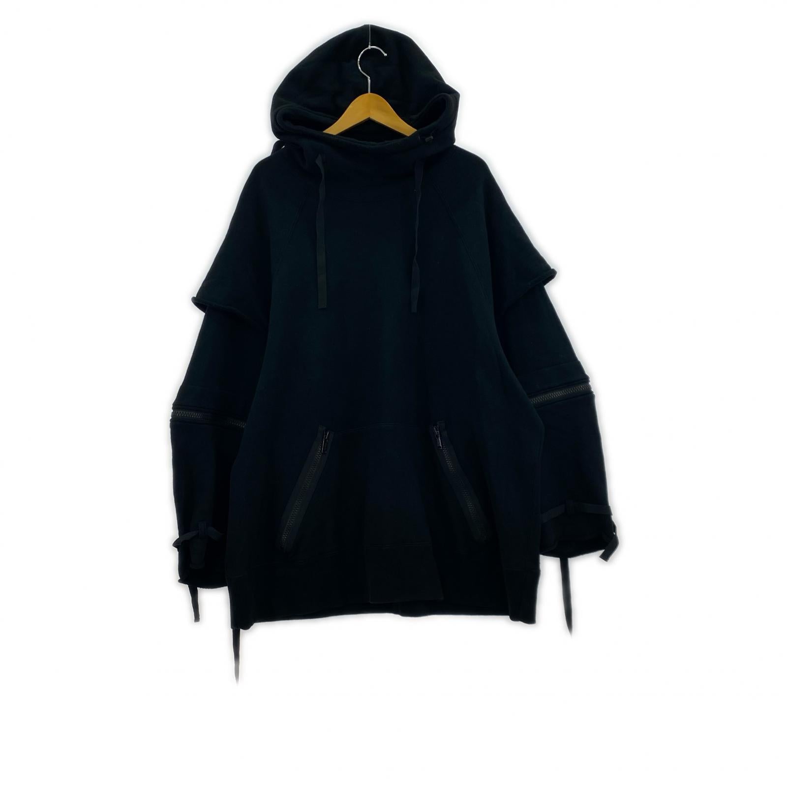 パーカー 20AW/多ZIPレイヤードBIG HOODIE 黒 2 2 ブラック