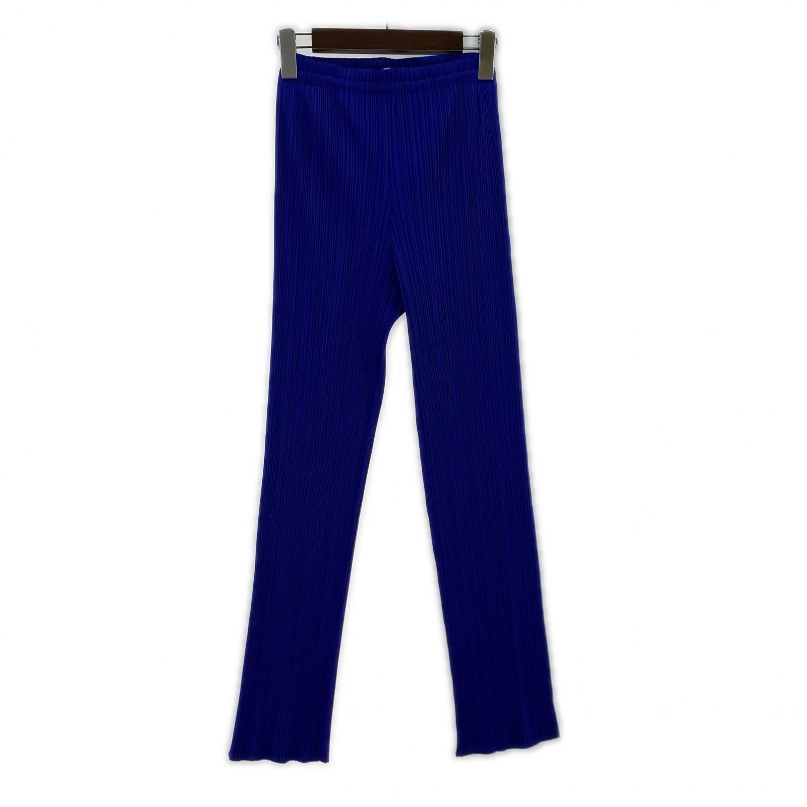 パンツ PLEATS PLEASE プリーツパンツ 青 ブルー