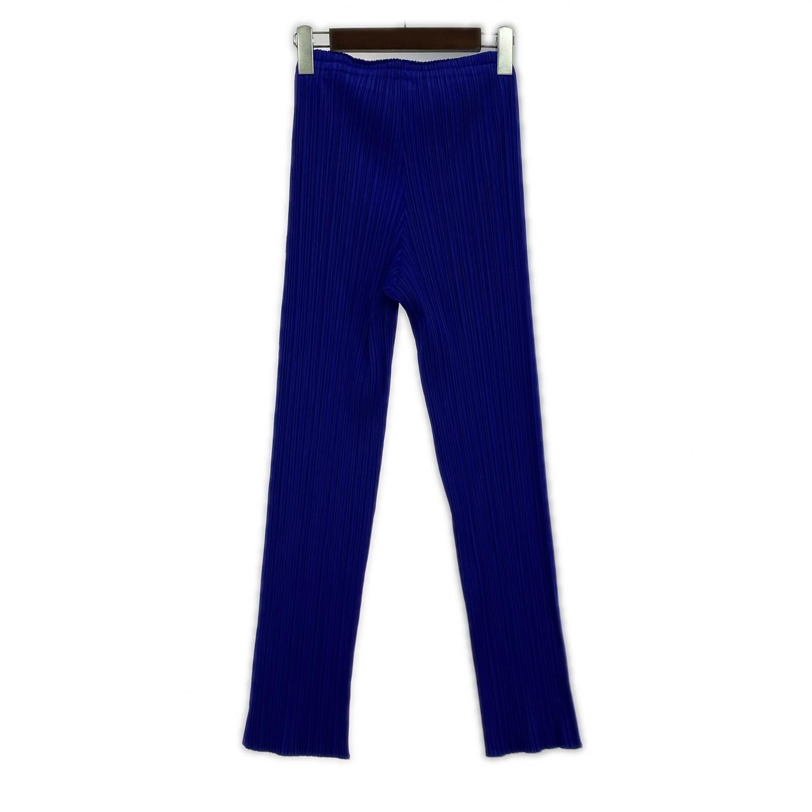パンツ PLEATS PLEASE プリーツパンツ 青 ブルー