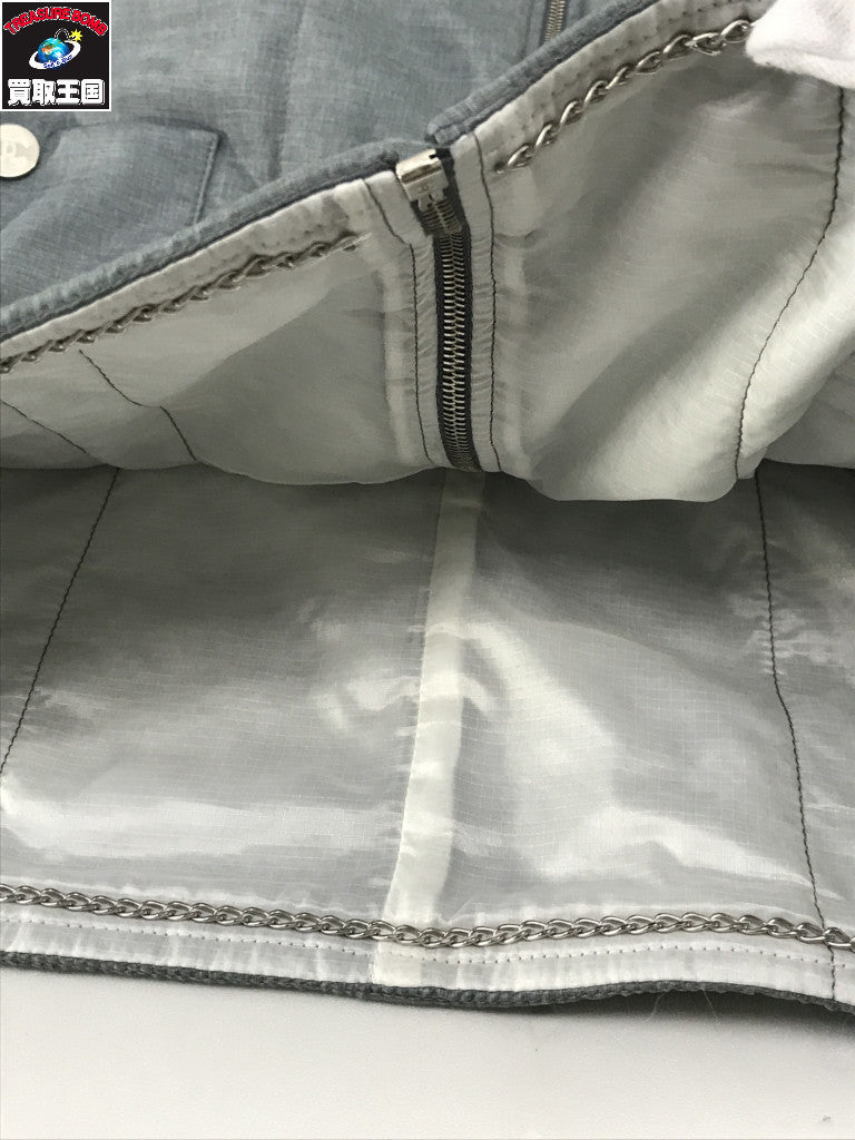 パテッドナイロン ノーカラー中綿ブルゾン グレー(38)