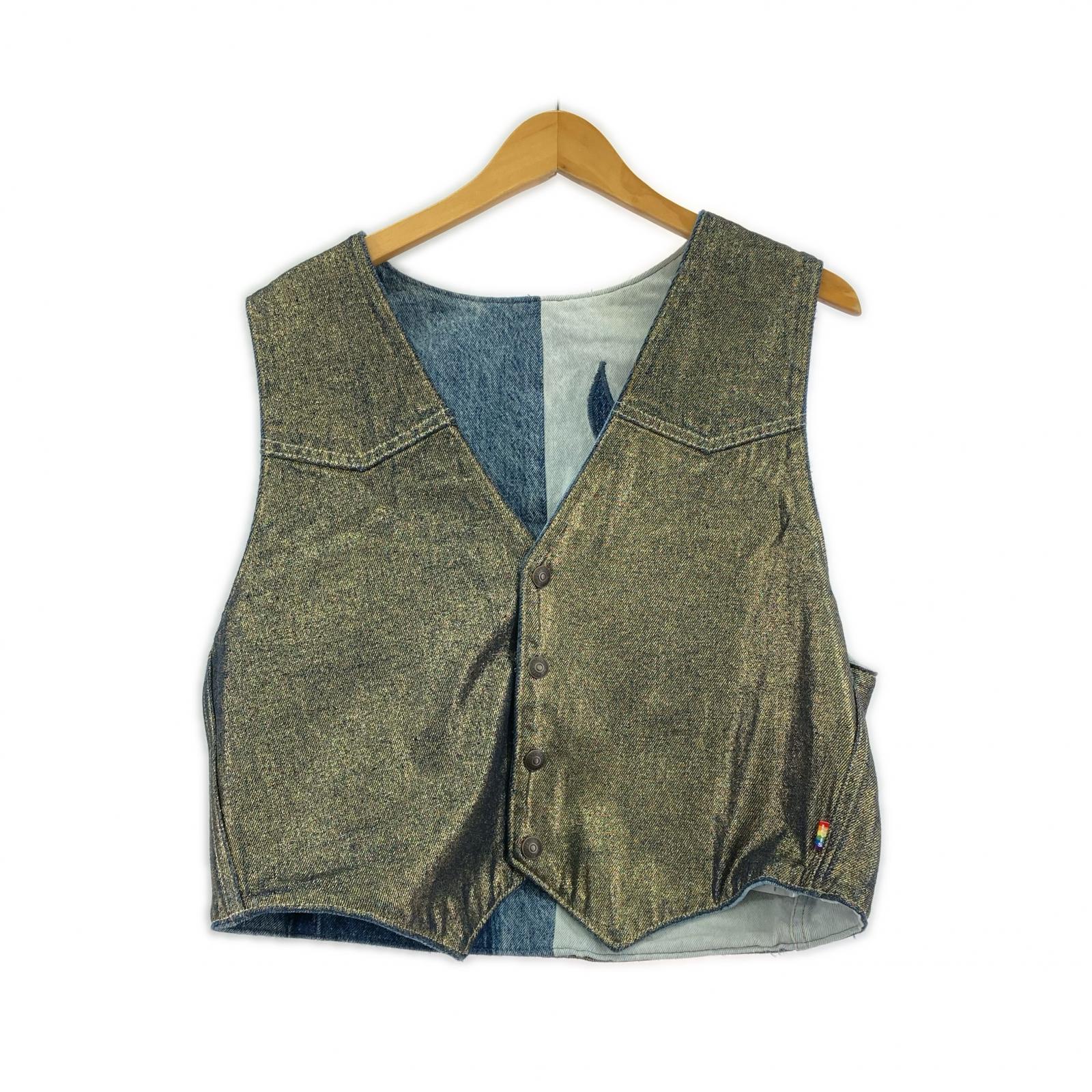 長袖シャツ PRIDE COLLECTION パッチワークデニムベスト S ブルー