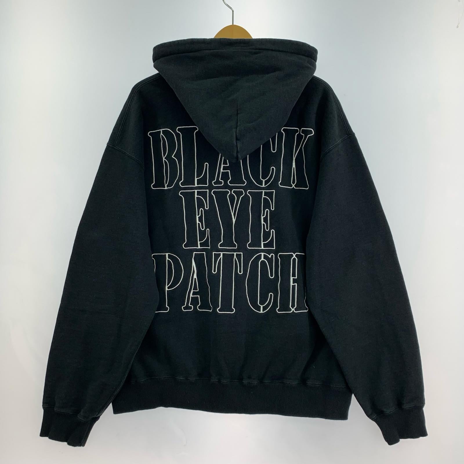 パーカー THE BLACK EYE PATCH 刺繍 ロゴ 黒 XL ブラック