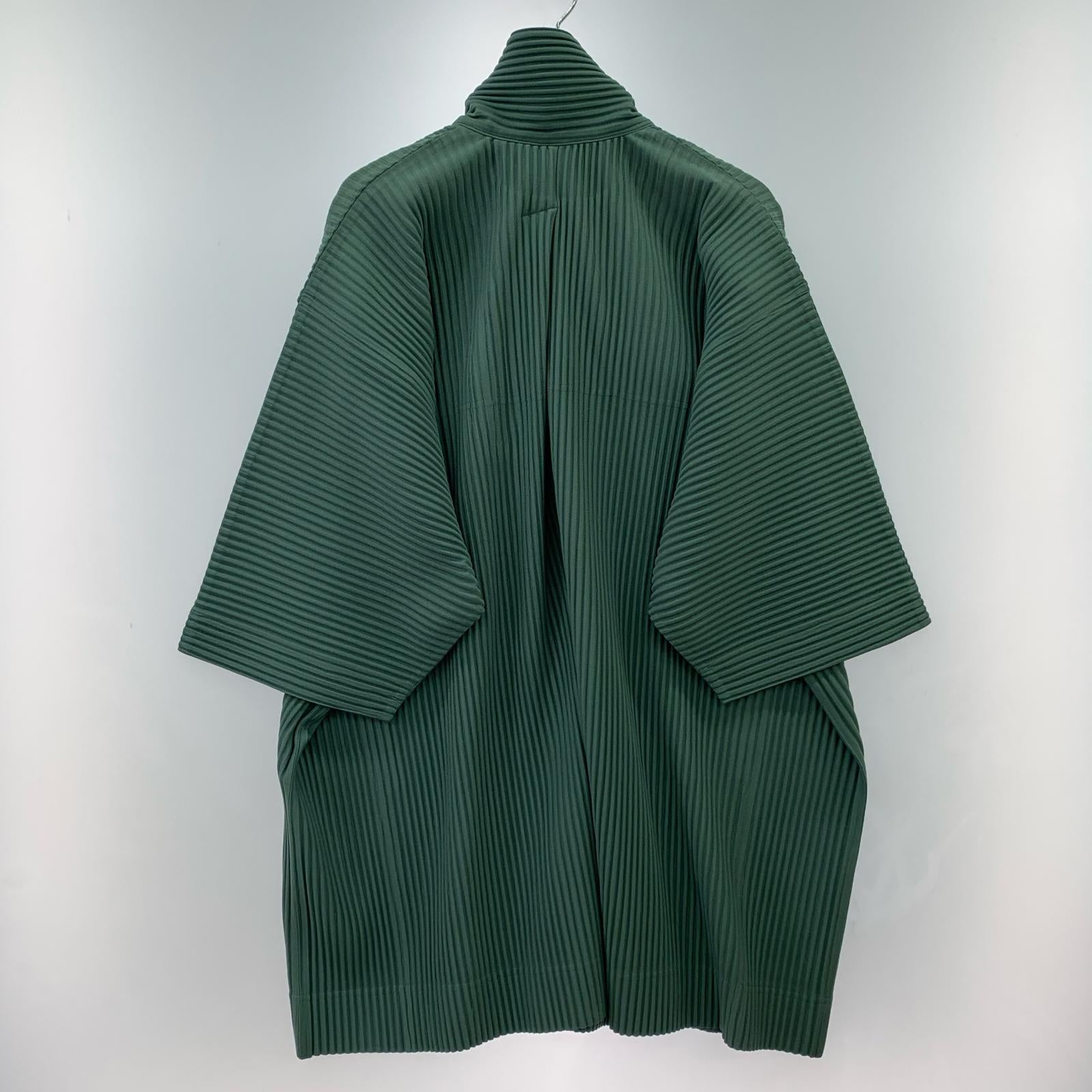 ジャケット ISSEY MIYAKE HOMME PLISSE 18AW スタンドカラー イカデザイン プリーツコート 1 グリーン