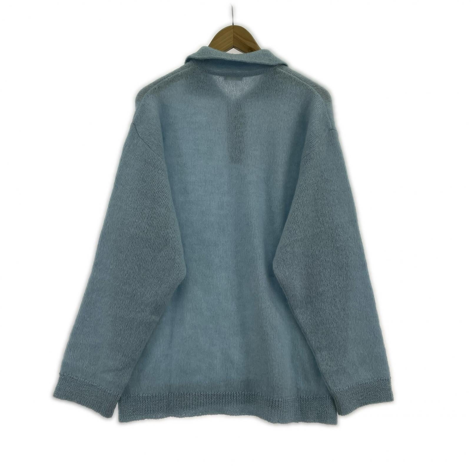 長袖シャツ キッドモヘア ポロニット ライトブルー