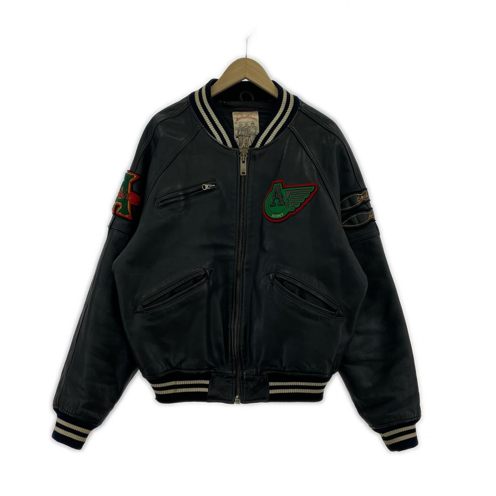 レザージャケット VARSITY JACKET BLK M ブラック