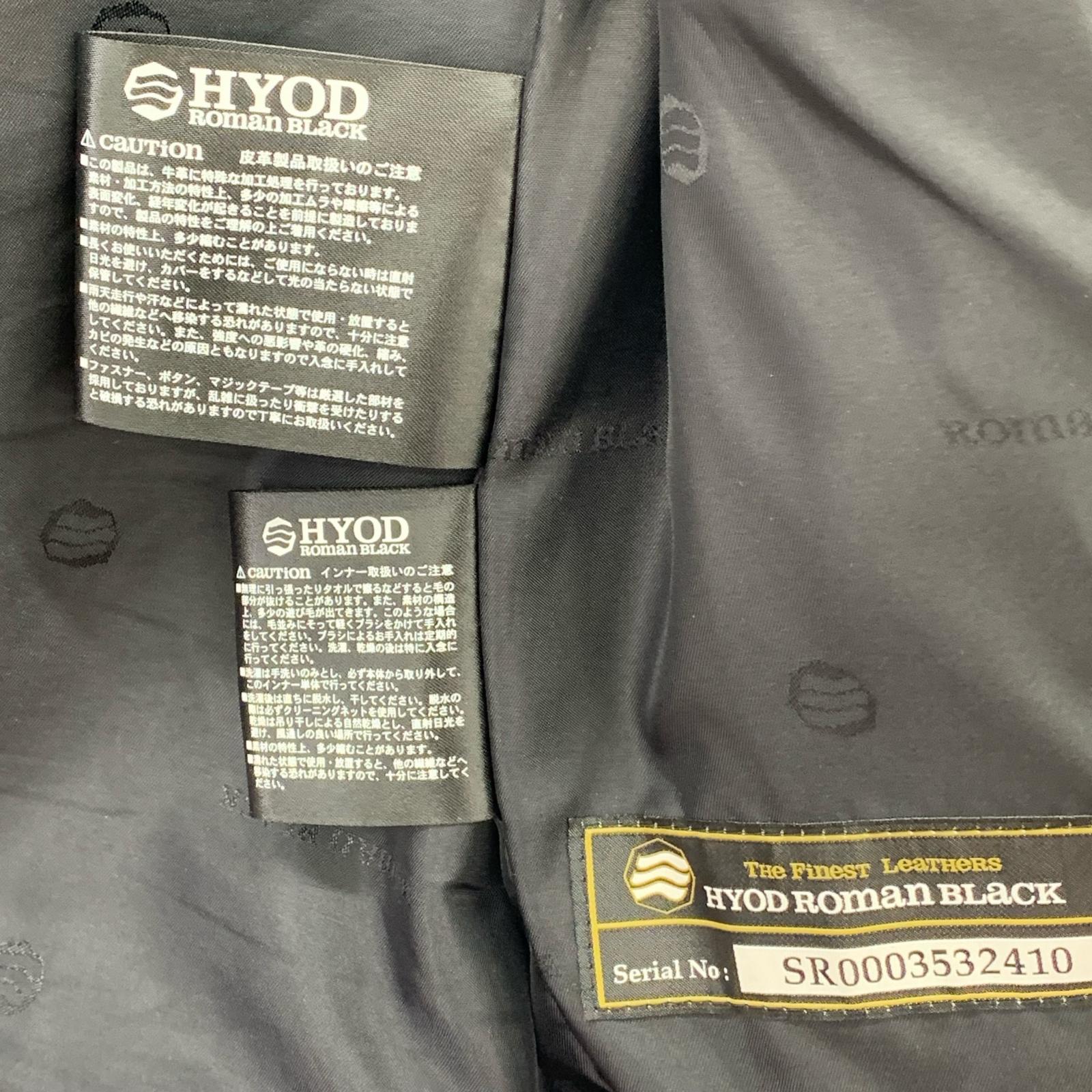 レザージャケット HYOD Roman Black 牛革ライダース (L) L ブラック