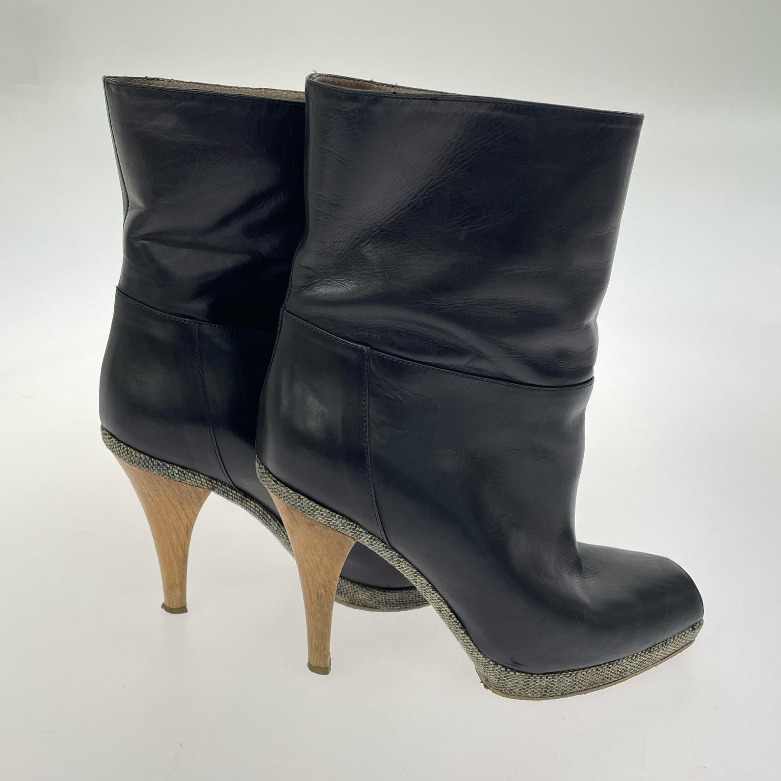 パンプス オープントゥ レザー BLK ブラック
