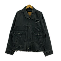 ジャケット 21SS Damaged Silk Denim Jacket (S) S ブラック