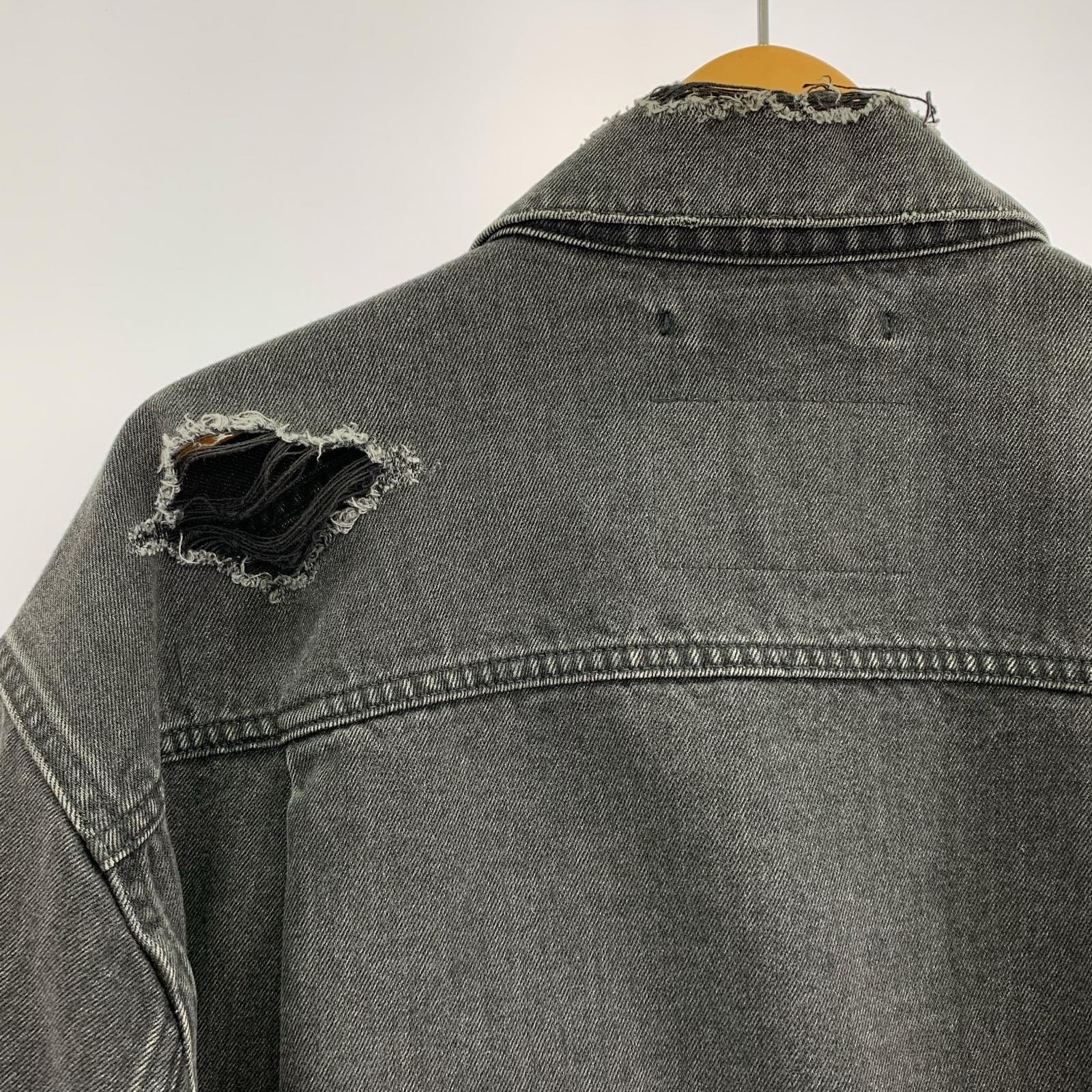 ジャケット 21SS Damaged Silk Denim Jacket (S) S ブラック
