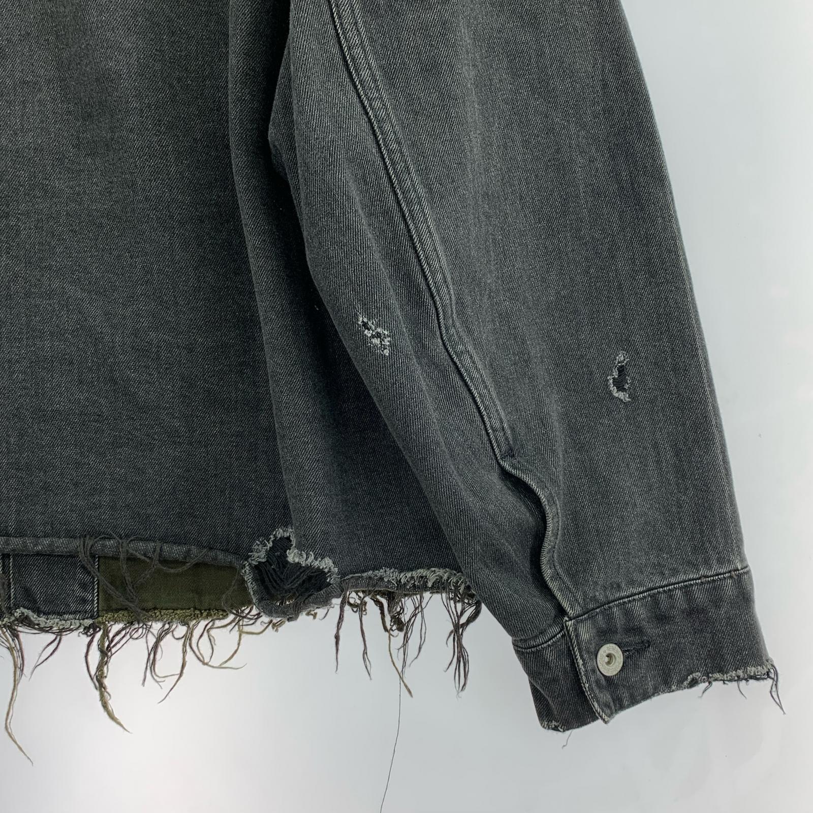 ジャケット 21SS Damaged Silk Denim Jacket (S) S ブラック