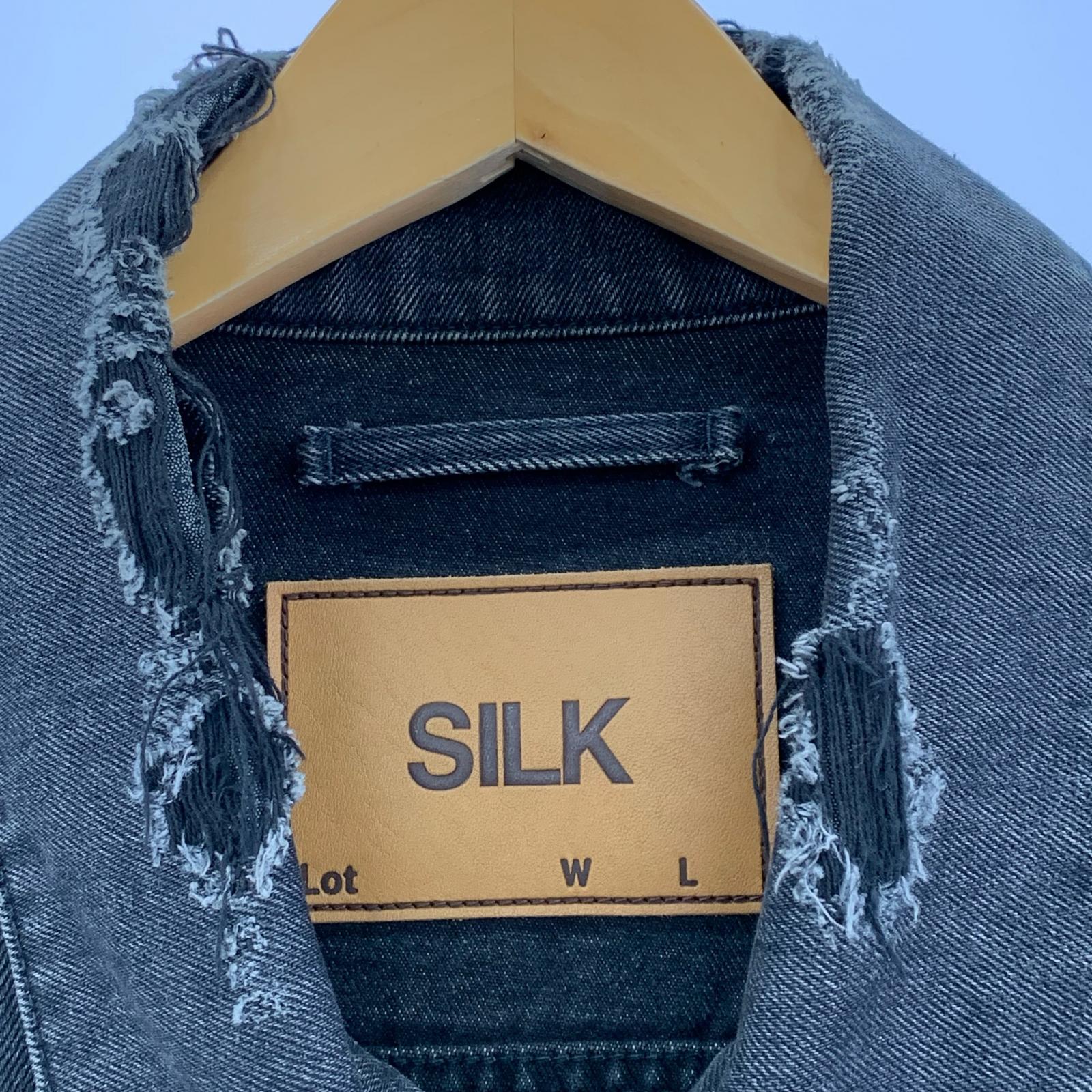 ジャケット 21SS Damaged Silk Denim Jacket (S) S ブラック