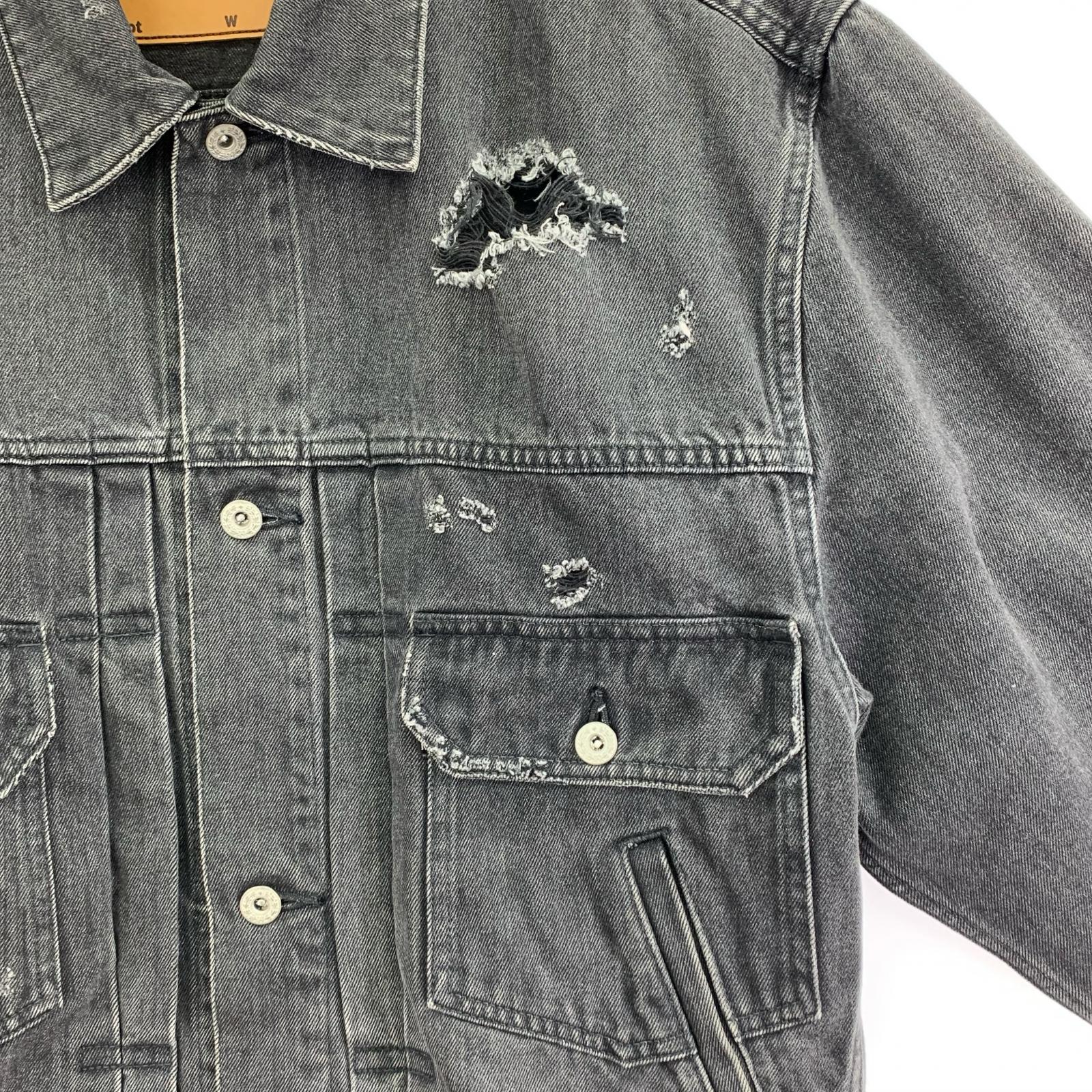 ジャケット 21SS Damaged Silk Denim Jacket (S) S ブラック