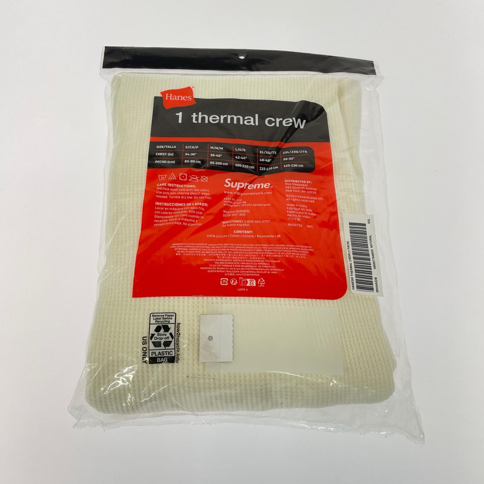 長袖Tシャツ Supreme Hanes Thermal Crew Natural 無地サーマル 2XL 白 ホワイト
