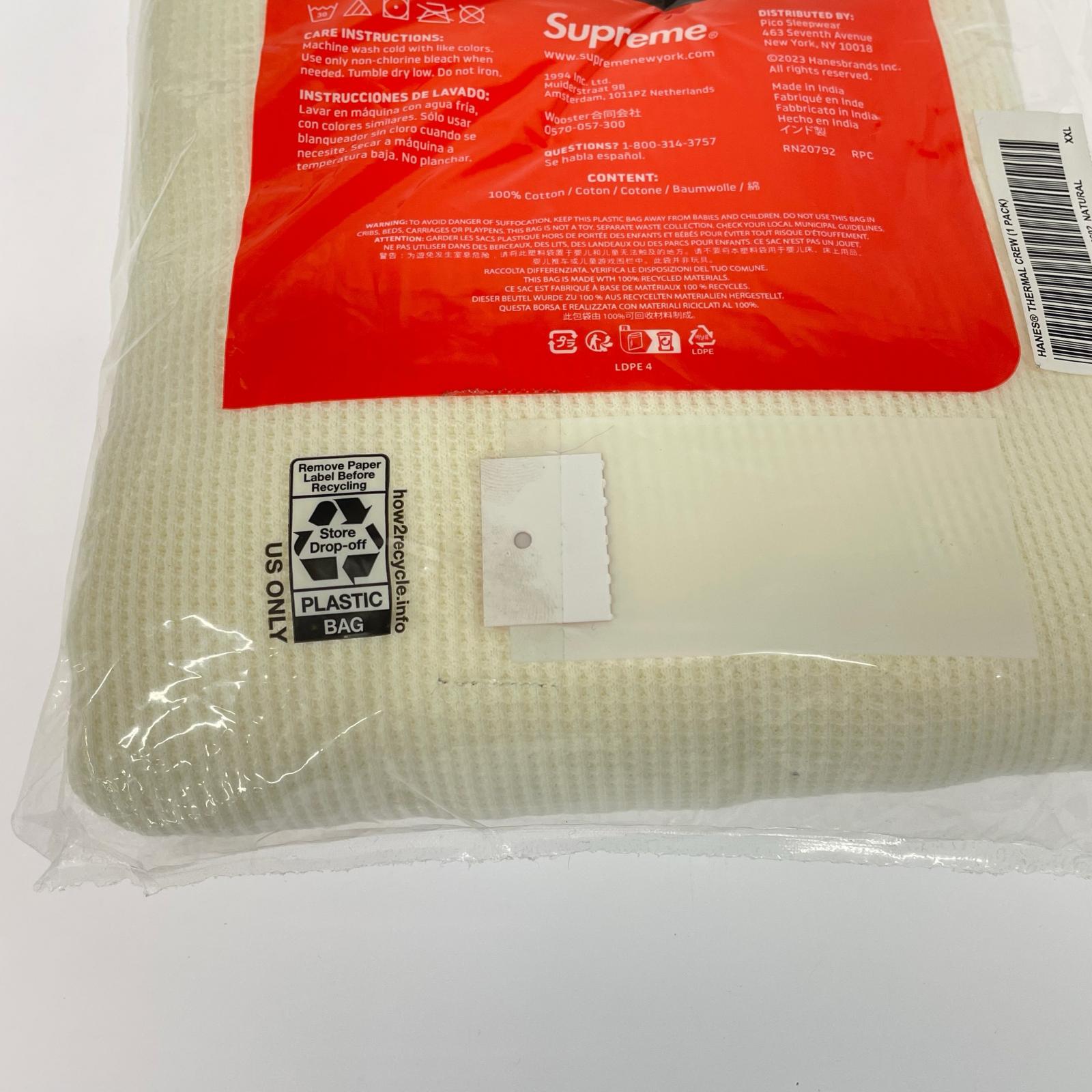 長袖Tシャツ Supreme Hanes Thermal Crew Natural 無地サーマル 2XL 白 ホワイト