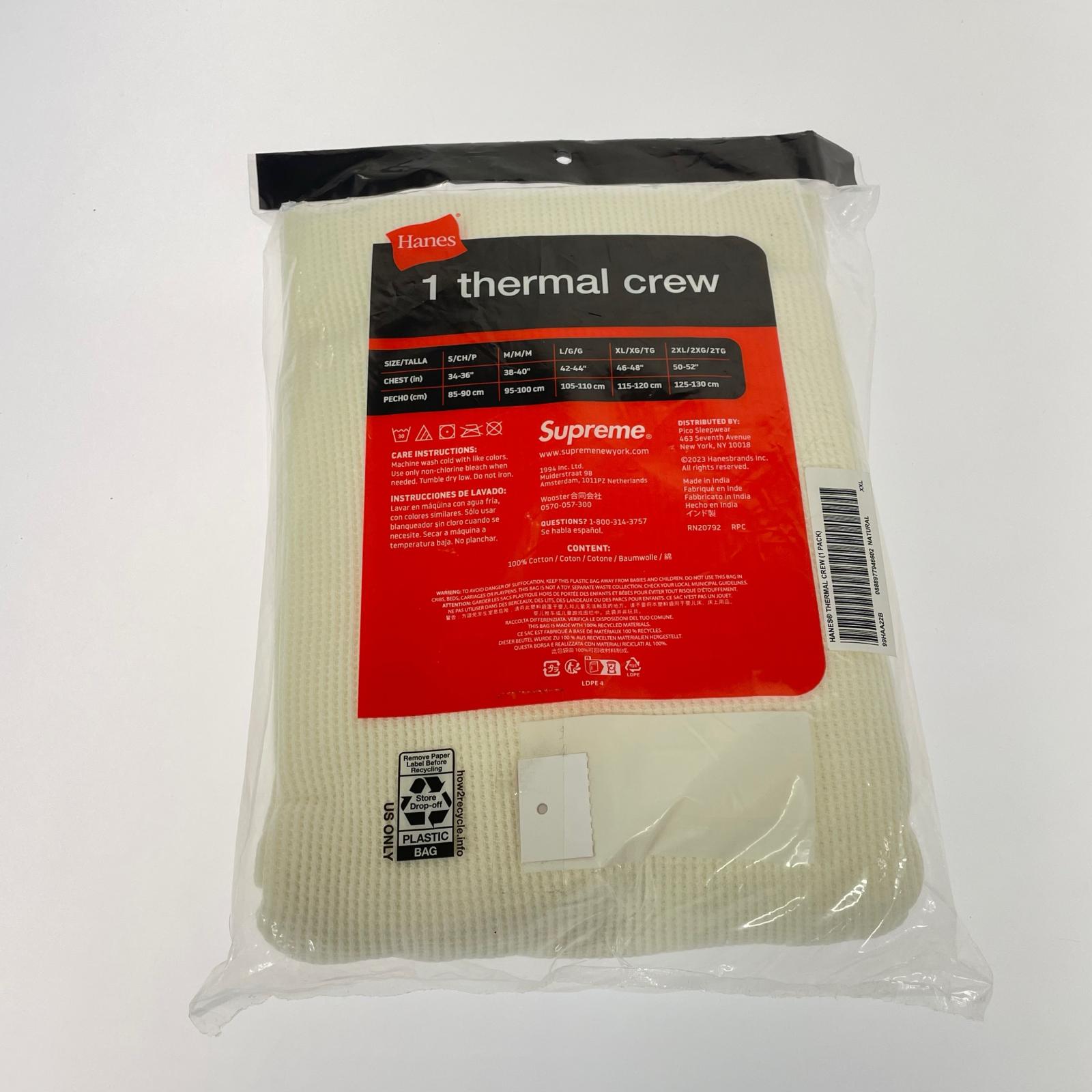 長袖Tシャツ Supreme Hanes Thermal Crew Natural 無地サーマル 2XL 白