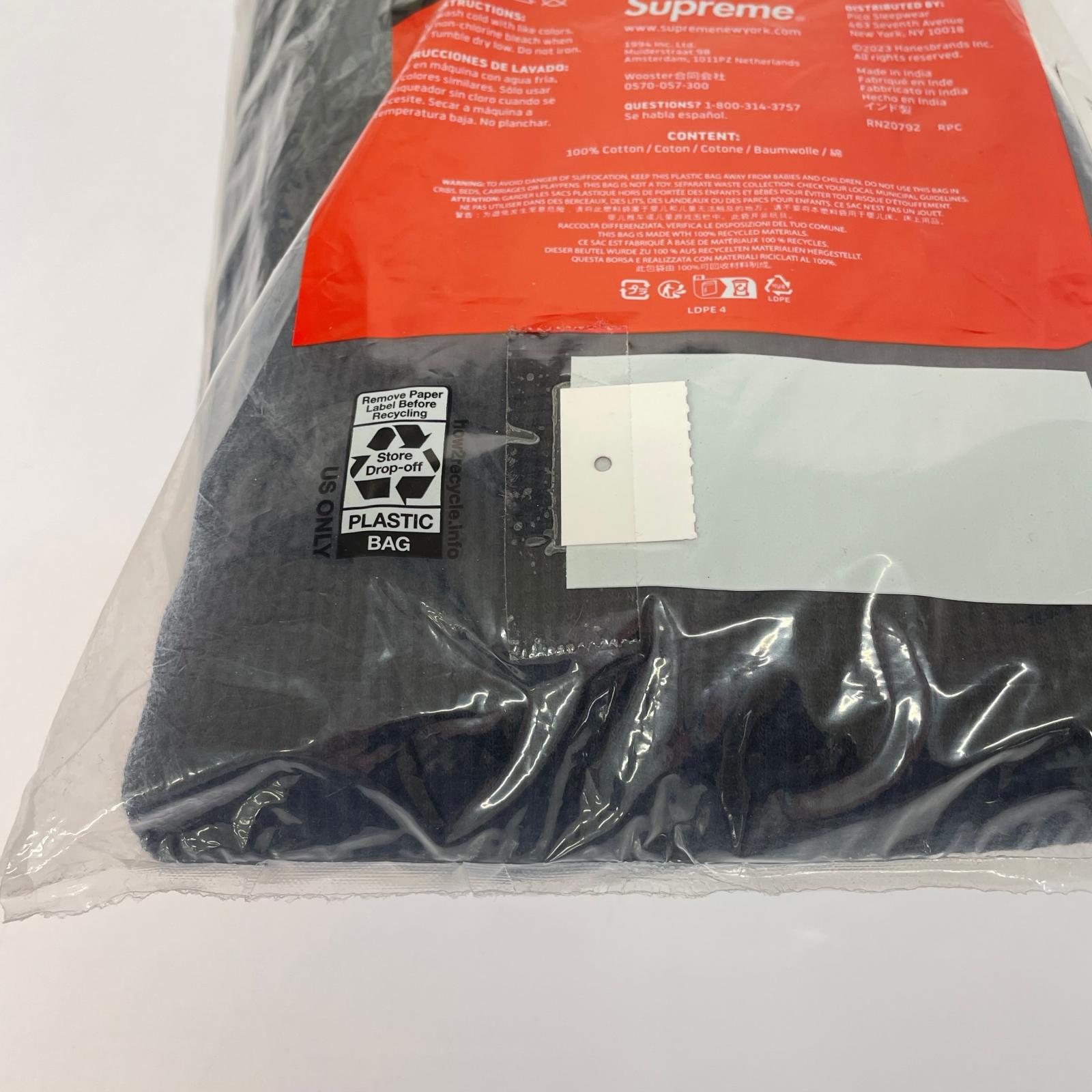 長袖Tシャツ Supreme Hanes Thermal Crew Black 無地サーマル 2XL 黒 ブラック