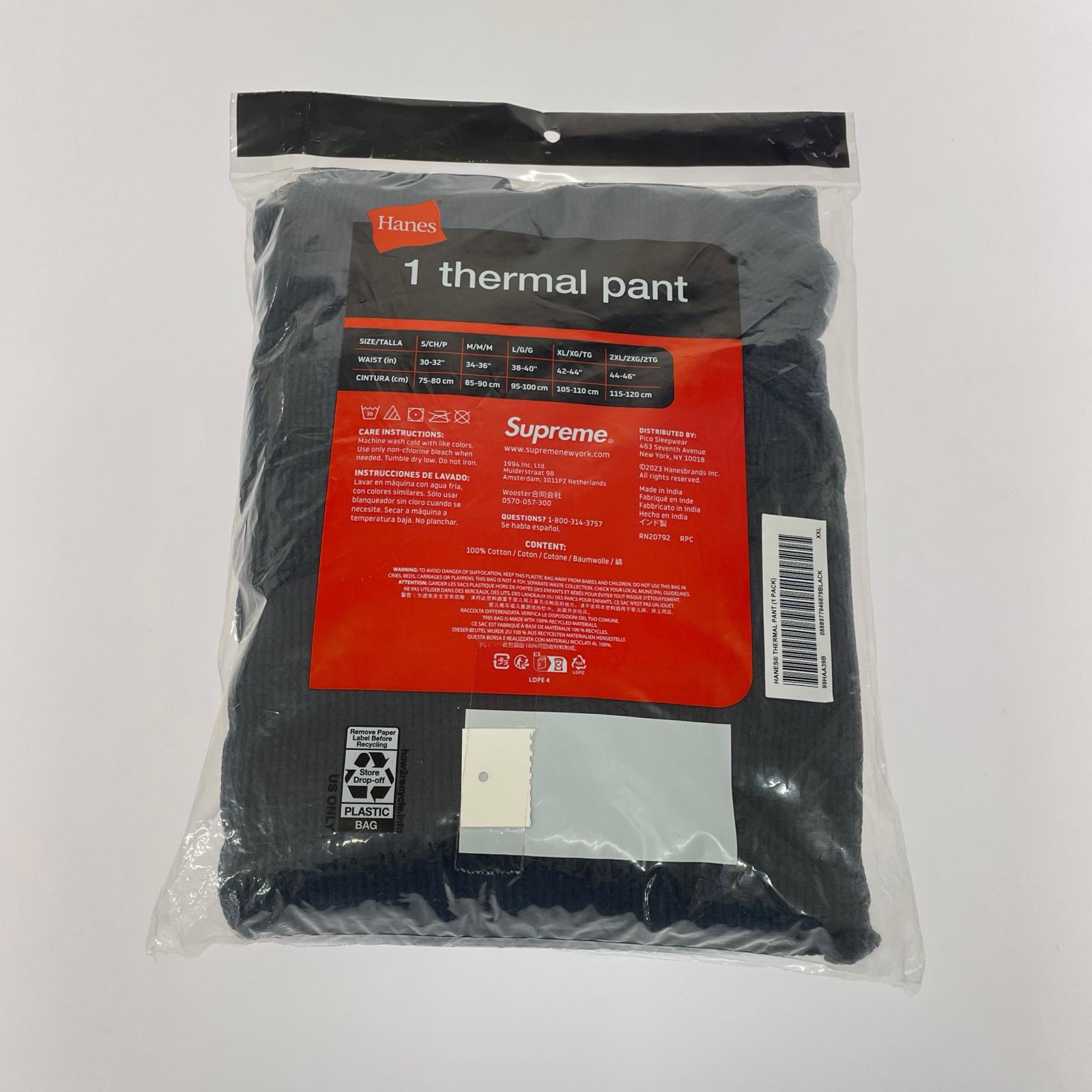 パンツ Supreme Hanes Thermal Pant サーマルパンツ 2XL 黒 ブラック