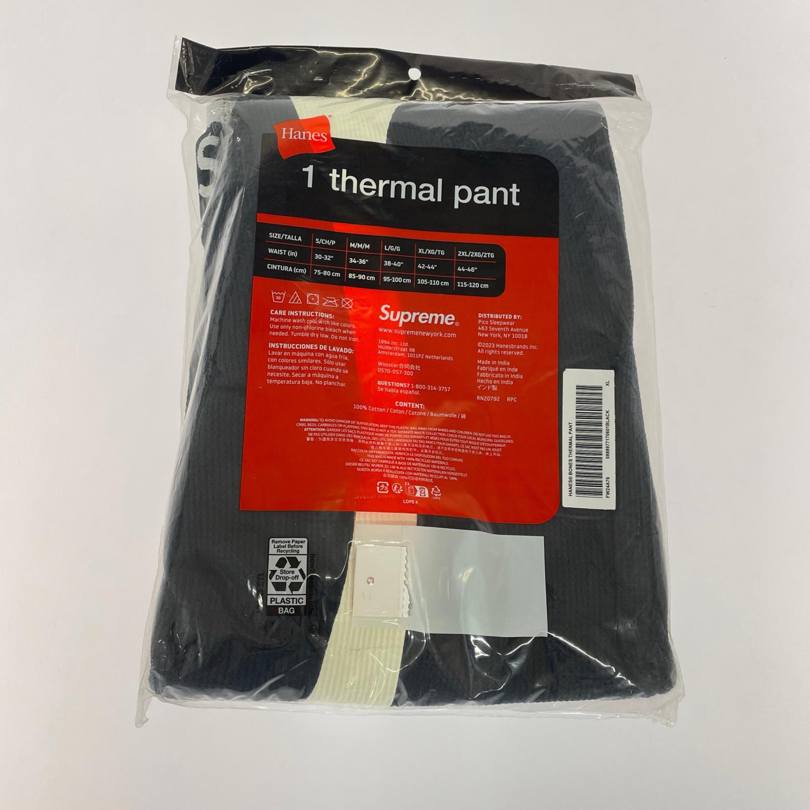 パンツ Supreme Hanes Bones Thermal Pant サーマルパンツ XL 黒 ブラック