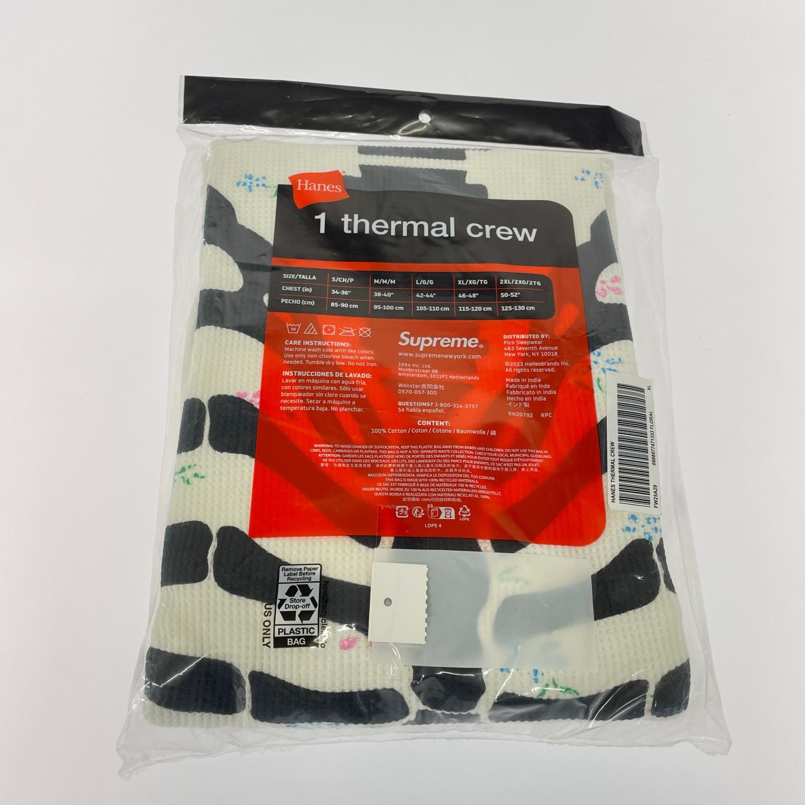 長袖Tシャツ Supreme Hanes Bones Thermal Crew Floral XL ナチュラル