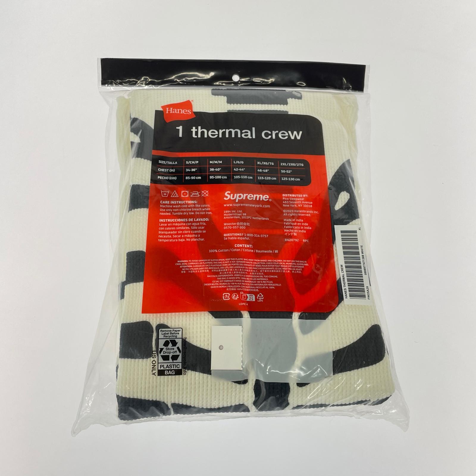 長袖Tシャツ Supreme Hanes Bones Thermal Crew ボーンサーマル XL 白 ホワイト