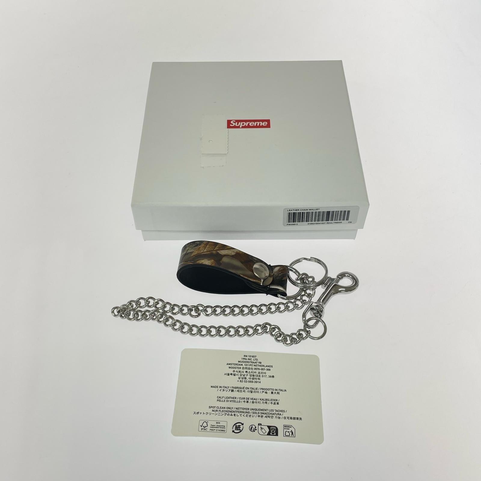 コンパクトウォレット Supreme 25AW Leather Chain Wallet Realtree ハードウッズカモ