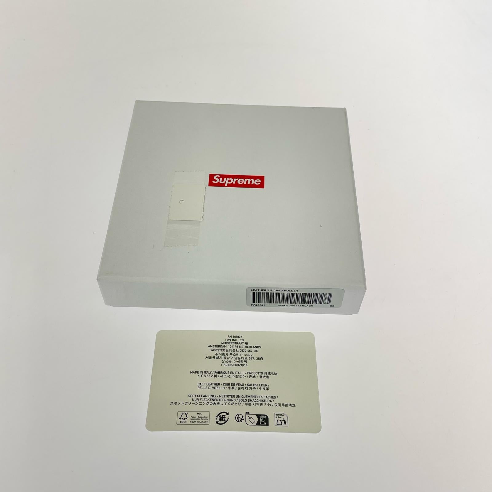 コインケース Supreme 25AW Leather Zip Card Holder レザーカードホルダー 黒 ブラック