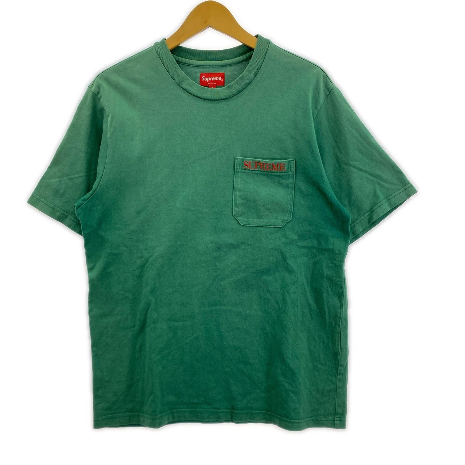 半袖Tシャツ Embroidered Pocket Tee/使用感有 S グリーン