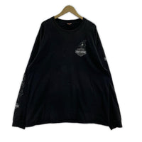 長袖Tシャツ 袖プリント ファイアパターン ブラック