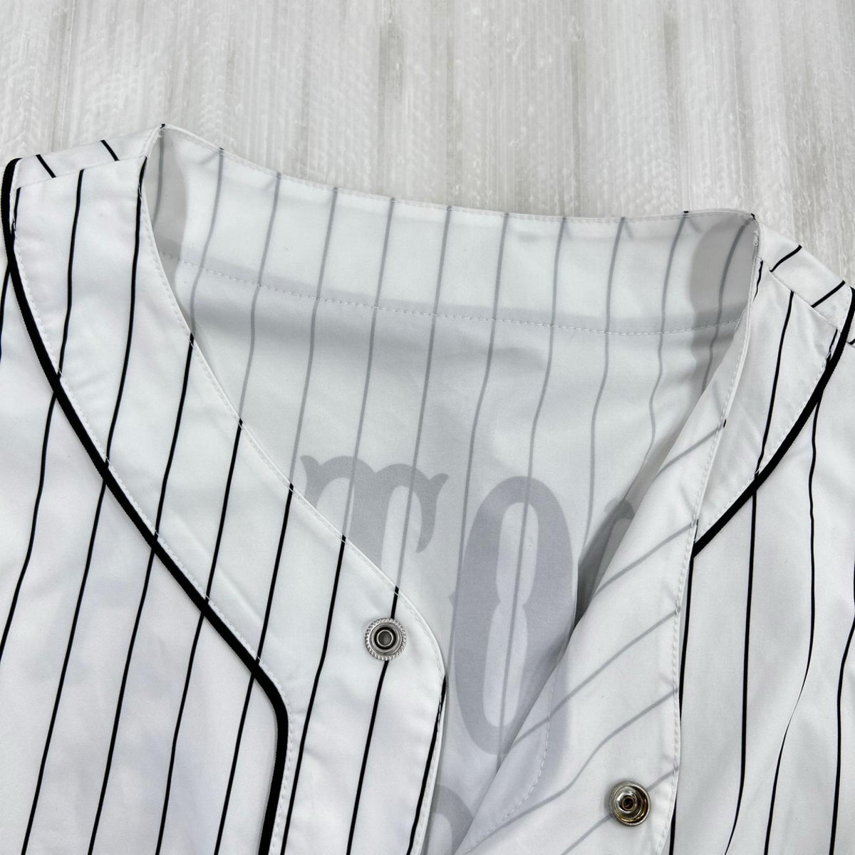 半袖シャツ CLASSIC STRIPE BB SHIRT 白黒 L ホワイト