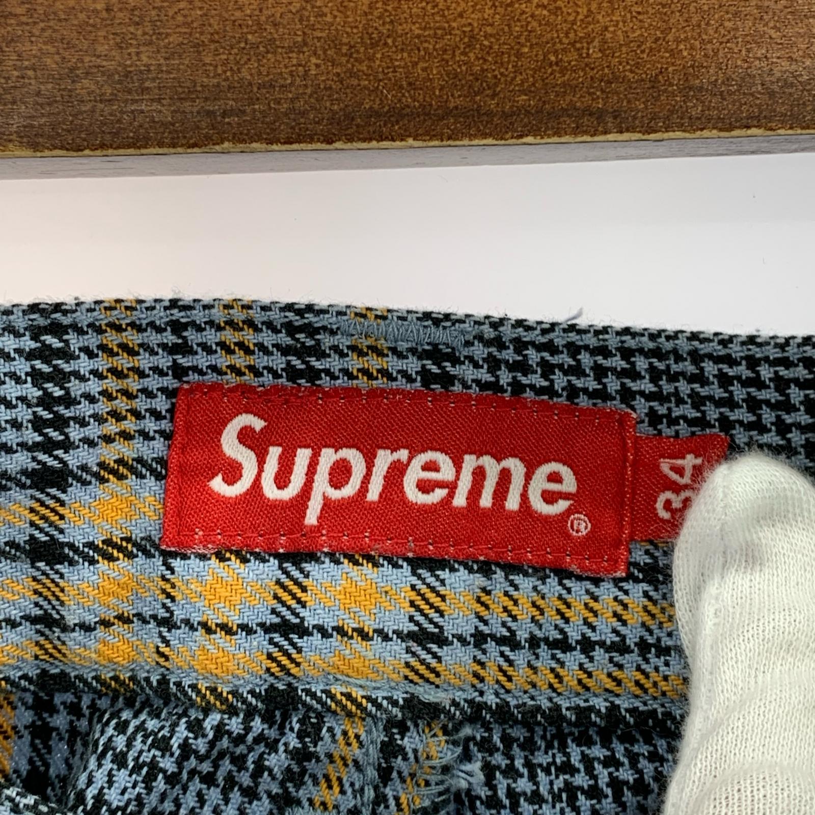 パンツ 19SS グレンチェックワークパンツ 34 ブルー