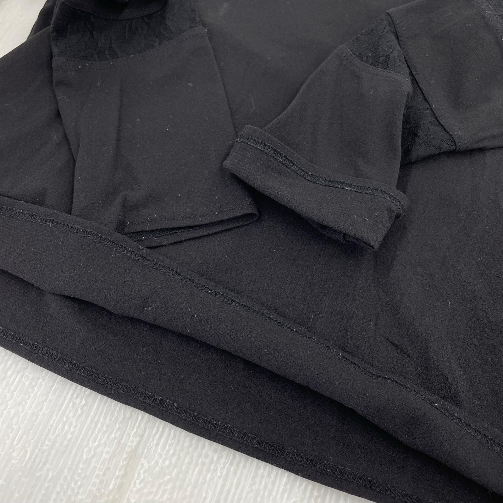 長袖Tシャツ レーススリーブ カットソー S ブラック