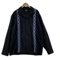 長袖シャツ 開襟ウールシャツ 2XL ブラック