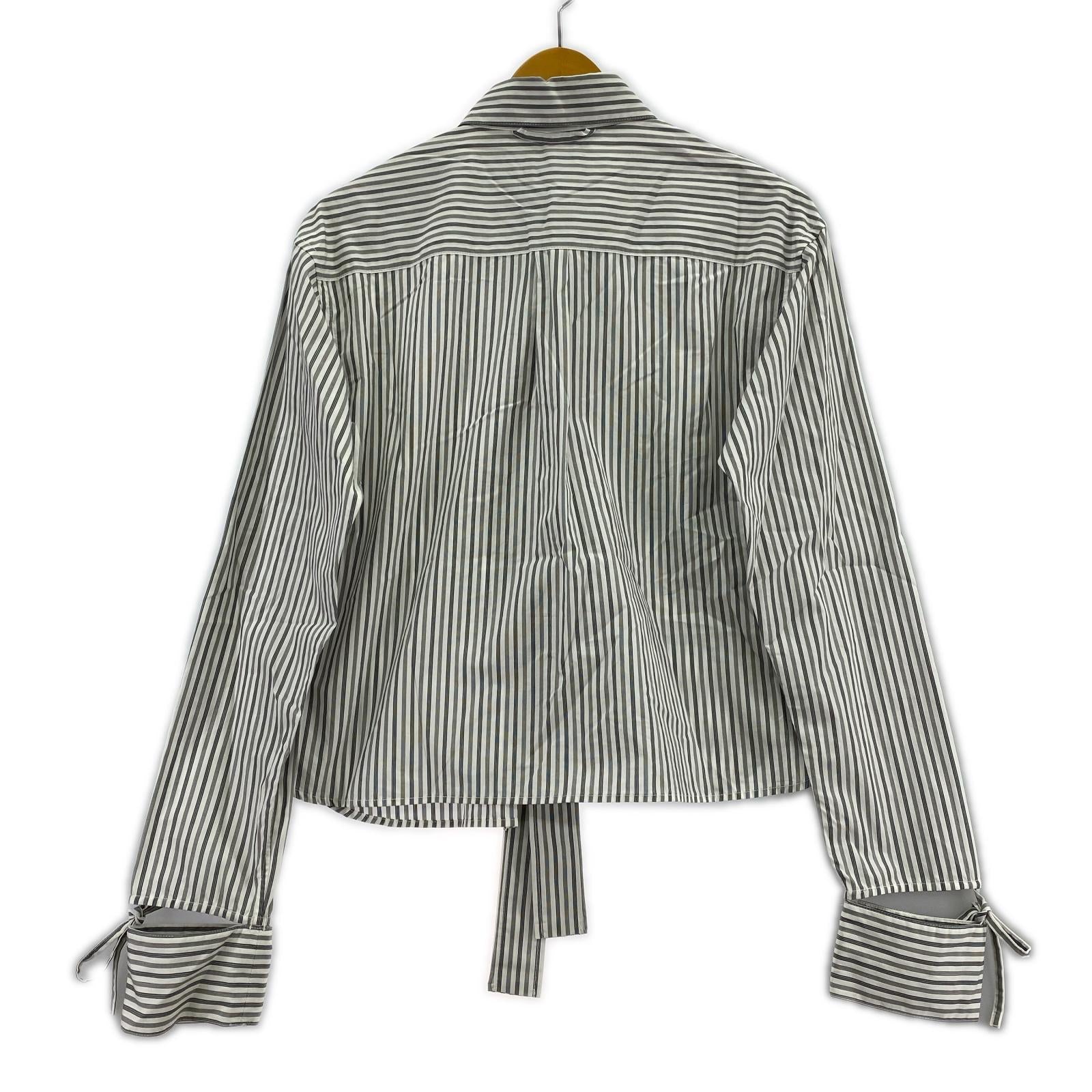 長袖シャツ soduk 24ss 短丈ストライプ カッティングシャツ グレー グレー