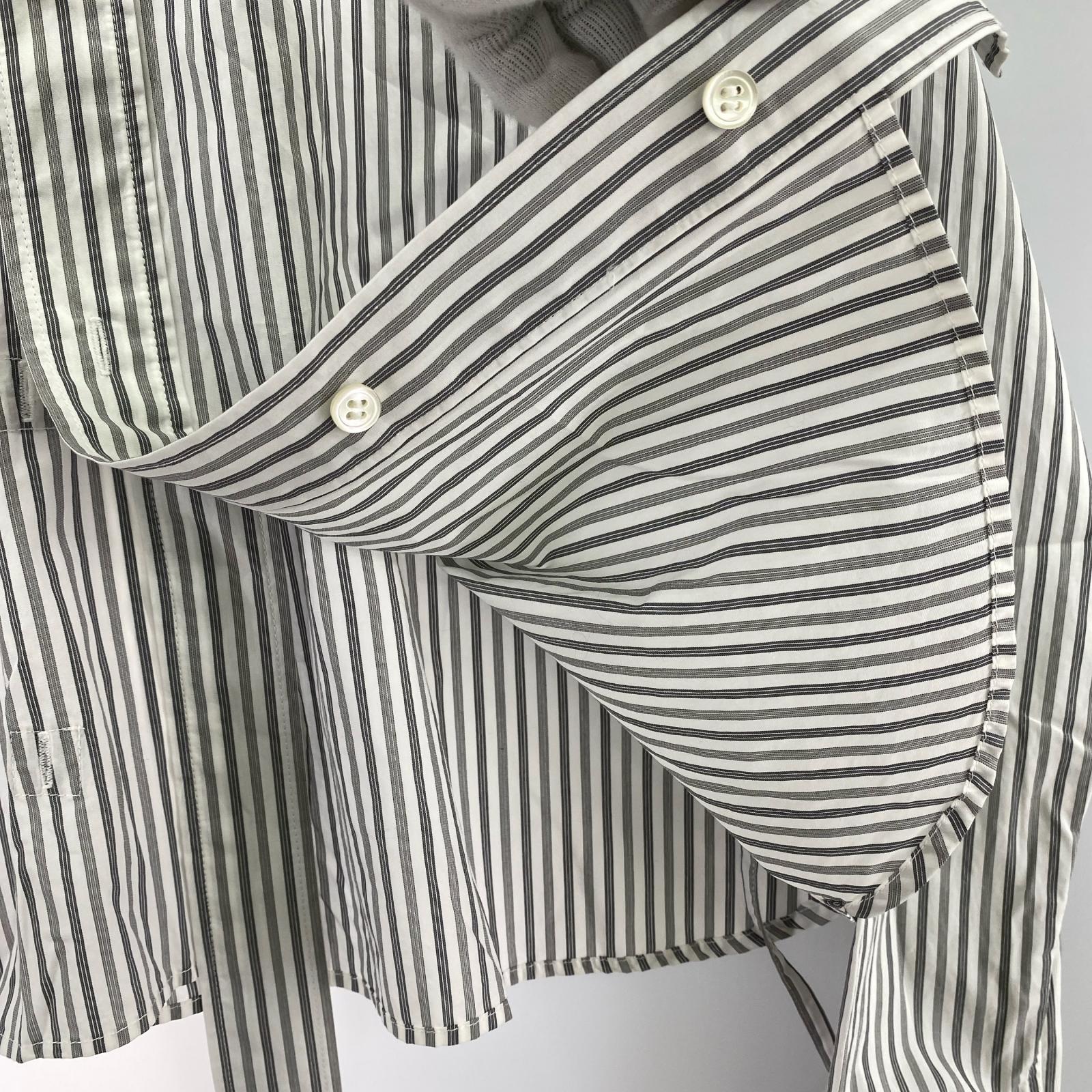 長袖シャツ soduk 24ss 短丈ストライプ カッティングシャツ グレー グレー