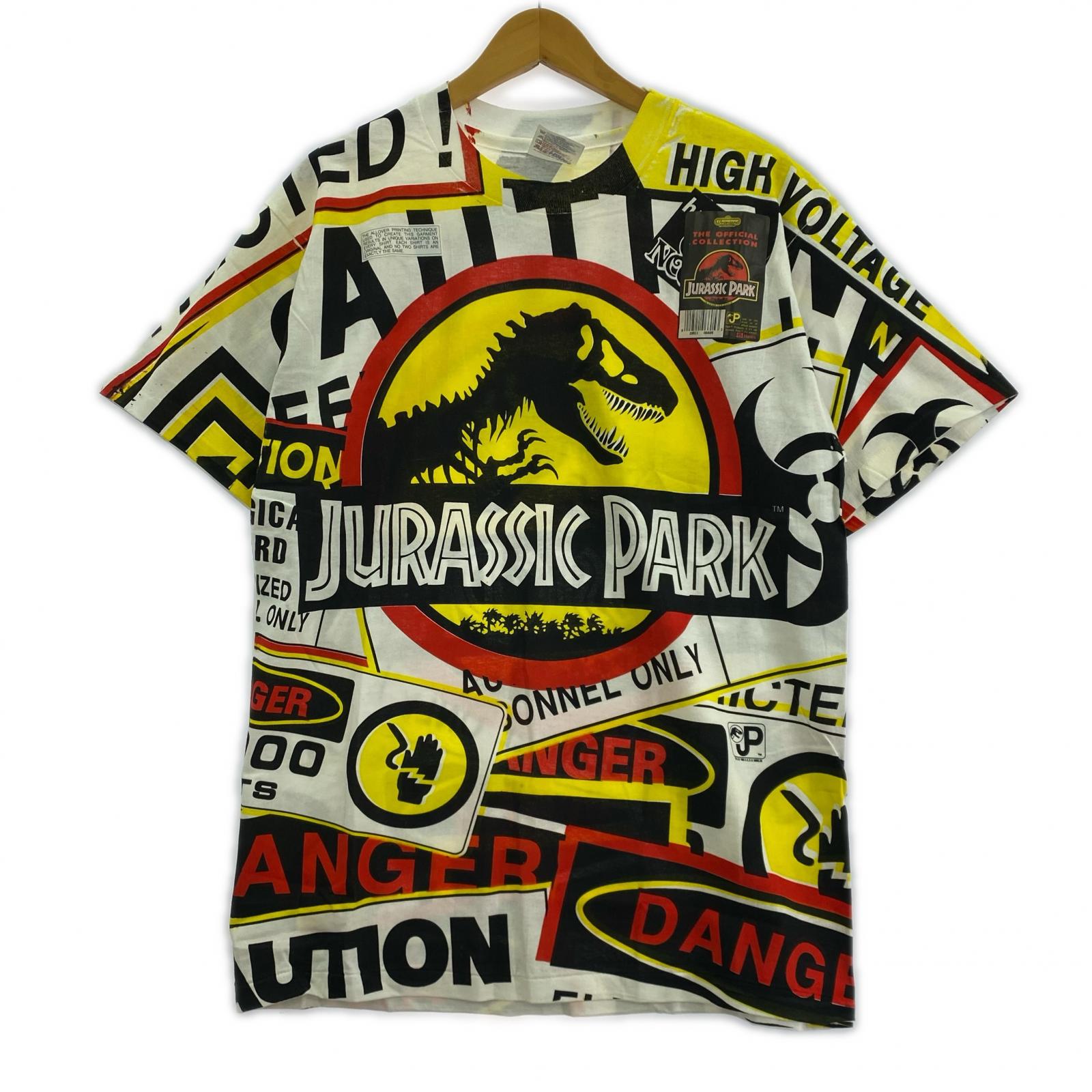 半袖Tシャツ 90s HAINS ジュラシックパーク 総柄Tシャツ L マルチカラー