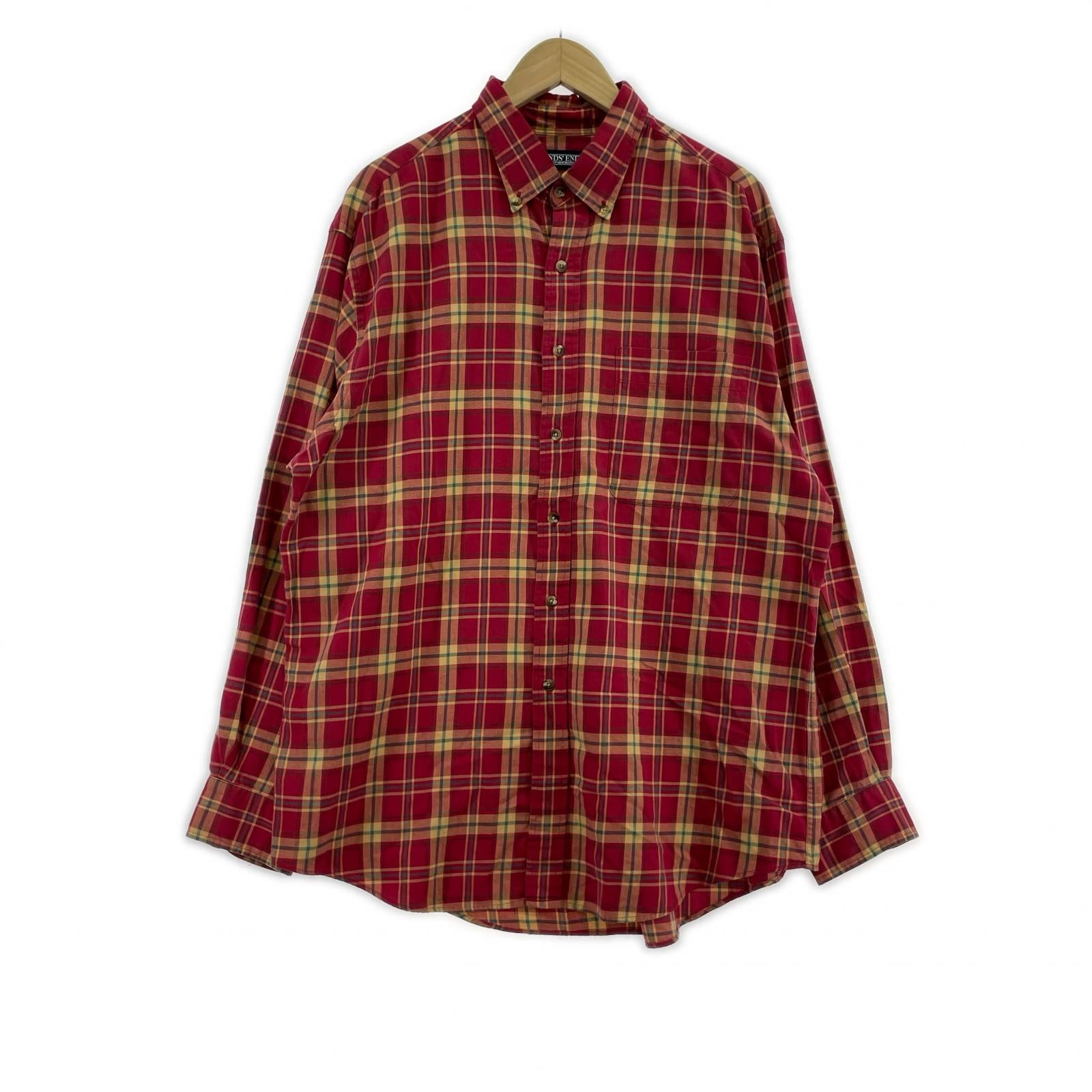 長袖シャツ LANDS'END チェックシャツ レッド L L