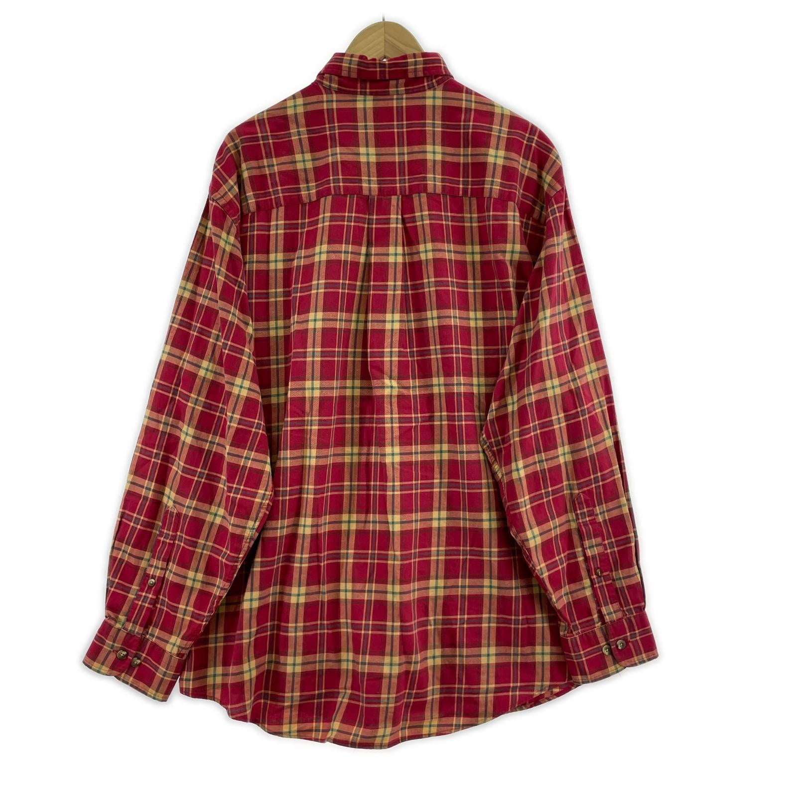 長袖シャツ LANDS'END チェックシャツ レッド L L