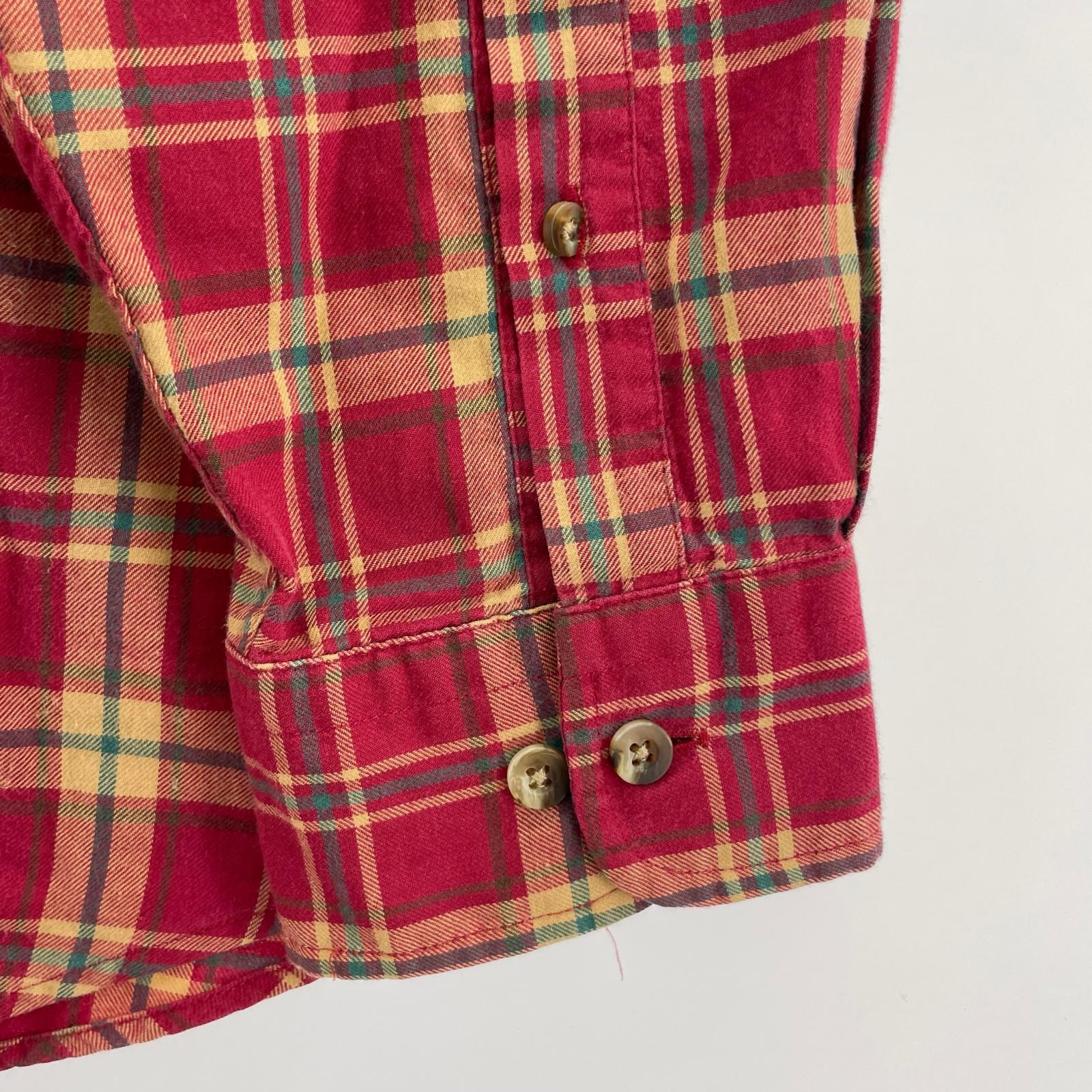 長袖シャツ LANDS'END チェックシャツ レッド L L