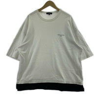 半袖Tシャツ 綿度詰天竺切替Tシャツ L ホワイト