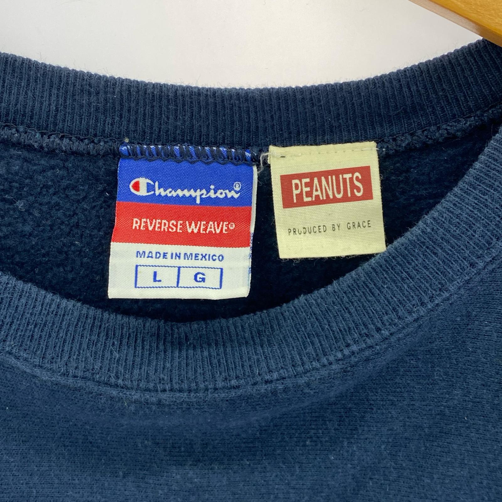 スウェット ×PEANUTS 90s-00s REVERSE WEAVE L ネイビー