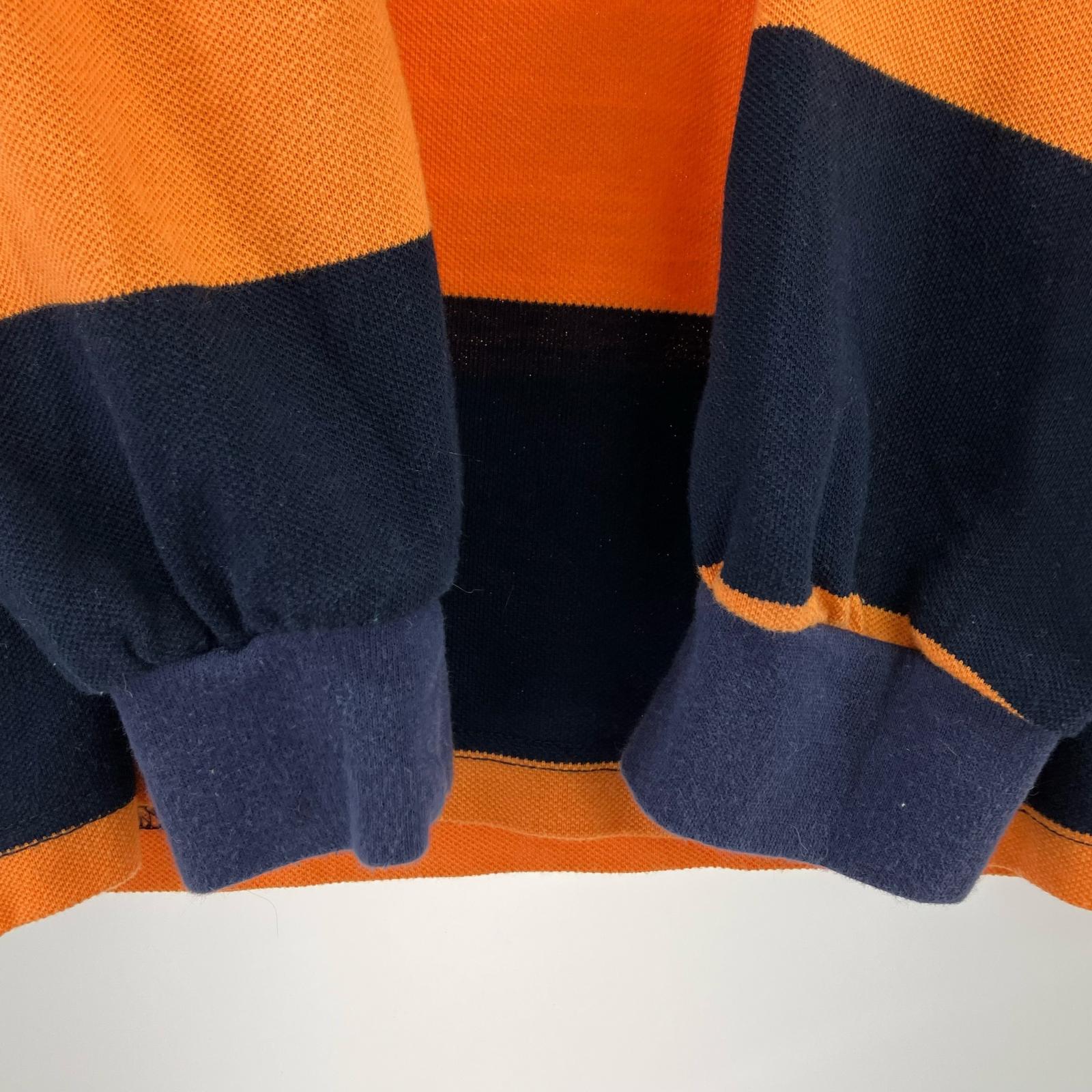 ポロシャツ 90S L/S ポニー刺繍 ポロシャツ ボーダー オレンジ×ネイビー
