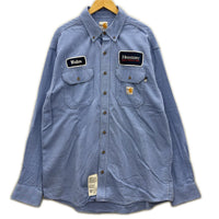 長袖シャツ Carhartt FR ワークシャツ ワッペン 青 (L) L